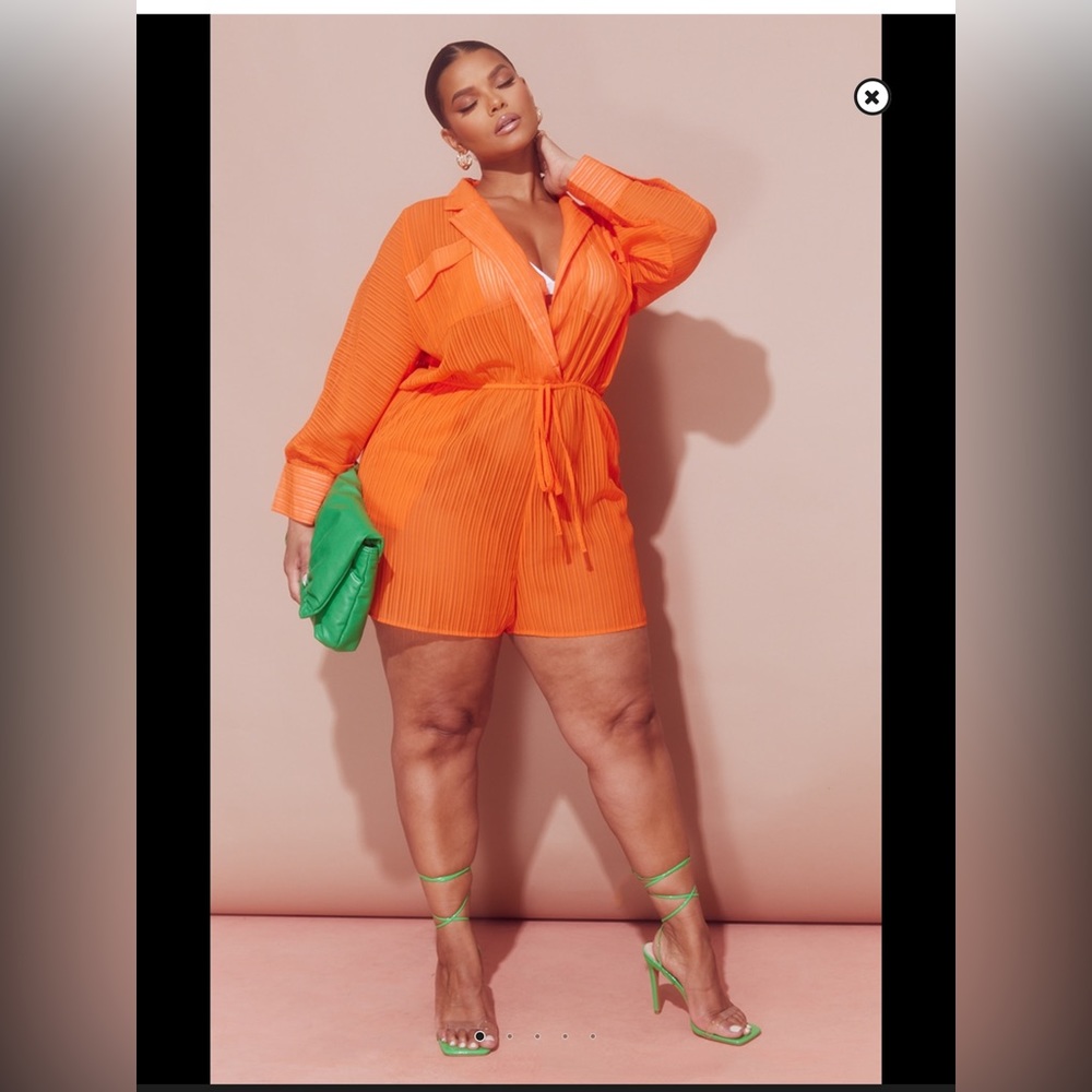 Sheer Orange Romper 3x 22/24 pretty little thing